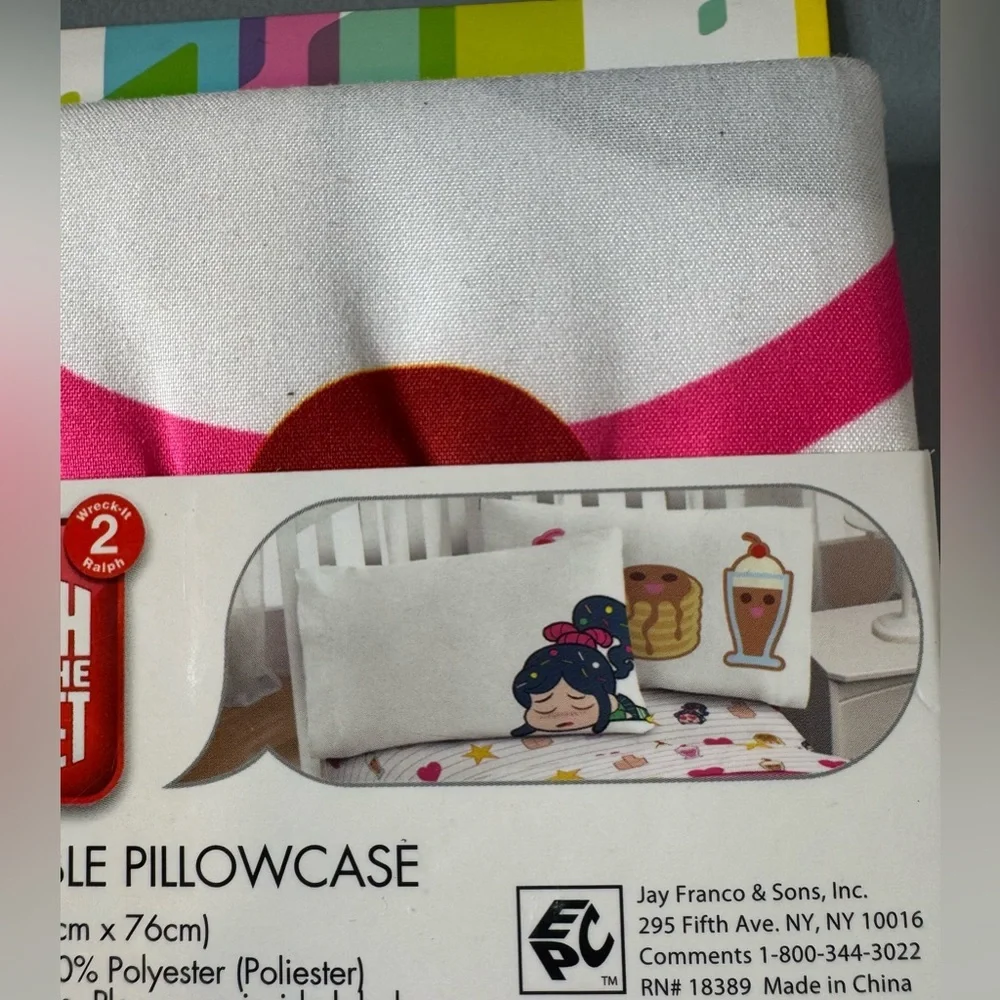 Disney Ralph Breaks the Internet reversible Pillowcase - Pink & White 20 x 30